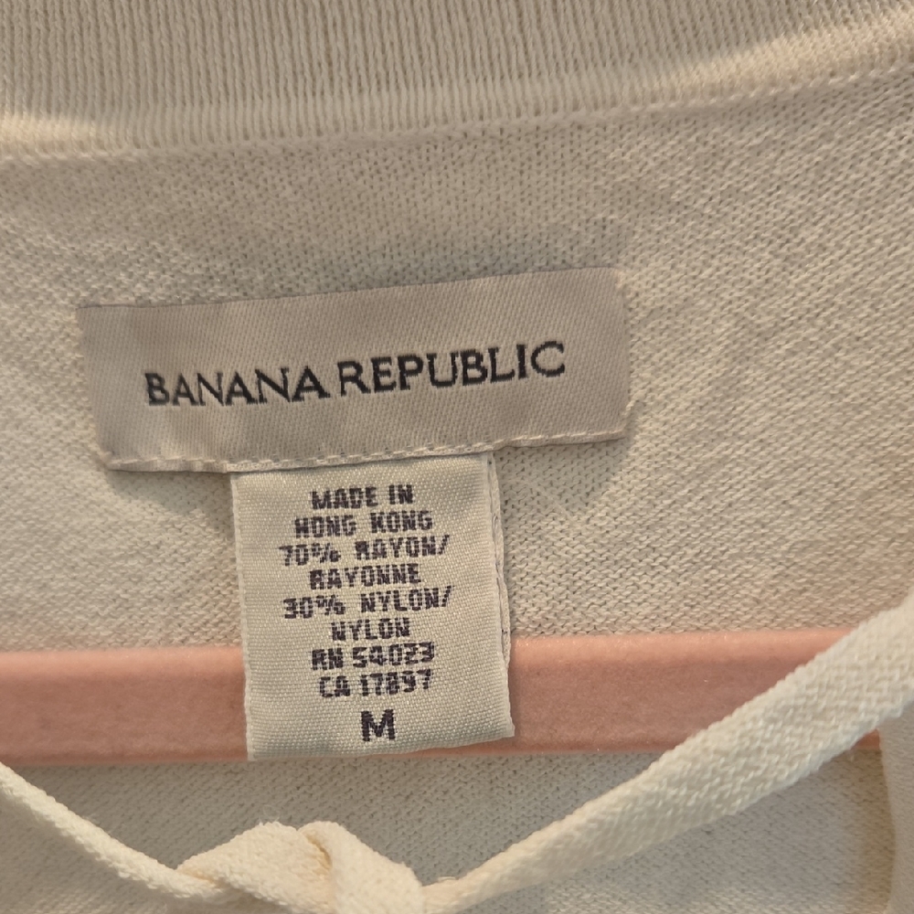 Banana Republic Tan Cream Button Down Shirt with Tie Front - Picture 2 of 11